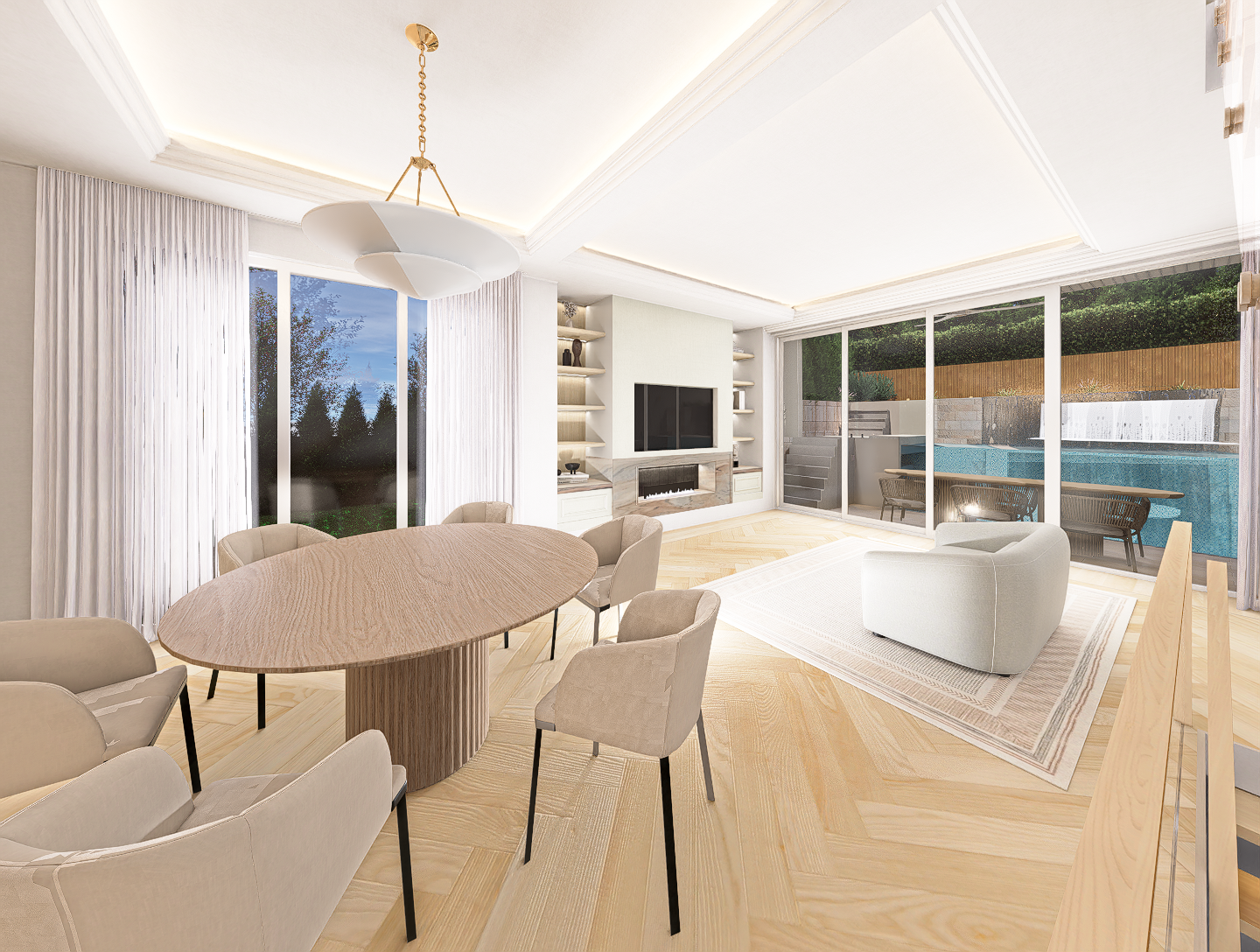 Open-plan living and dining